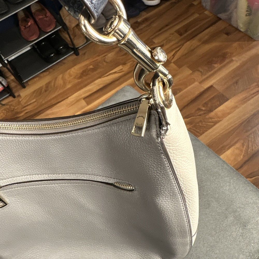 Coach F76697 Jes Colorblock Hobo Heather Gray/Black Pebbled Leather Shoulder Bag - Picture 12 of 12